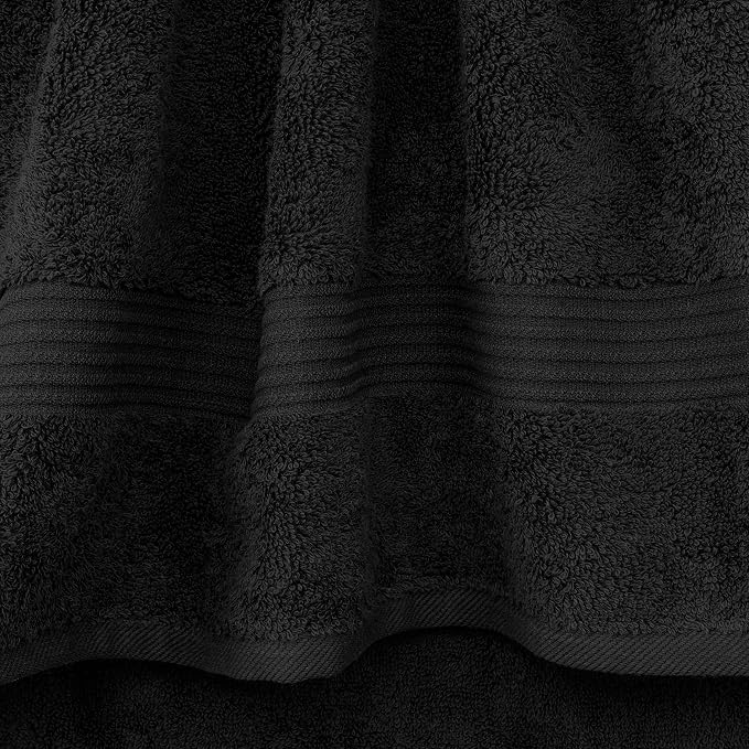 Cotton Paradise 100% Cotton Turkish Towel Set, Soft Absorbent Quick Dry, 4 Piece Washcloth Set, Coal Black