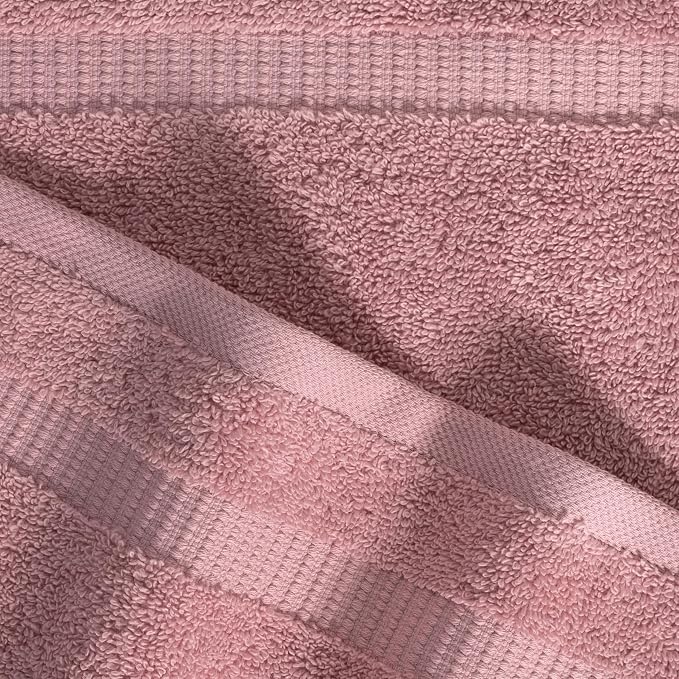 SALBAKOS 12-Piece 100% Turkish Cotton Washcloths and Face Towels, Rose | 13x13 in Standard Size Small Towel, Multi-use Bathroom & Kitchen, Thick Super Soft Absorbent Durable, Oeko-Tex Made in Turkey