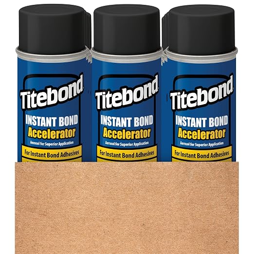 Titebond Instant Bond Accelerator Spray 5.5 Oz. (12 Pack) – Curing Agent for CA Glue, Improves Bonding on Porous Wood & Large Gaps, Safe on Finishes & Plastics – 6319