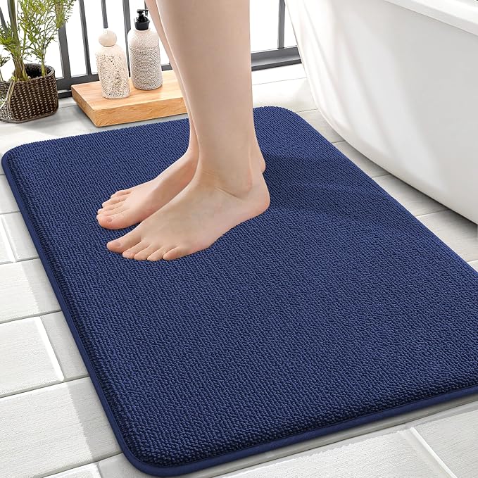 OLANLY Thick Memory Foam Small Bathroom Rugs Mats 24x16, Twilight Sapphire | Soft Quick Dry Bath Mats, Non-Slip, Absorbent Machine Washable Mat for Bathroom Floor, Tub and Shower, Home Decor Accessories