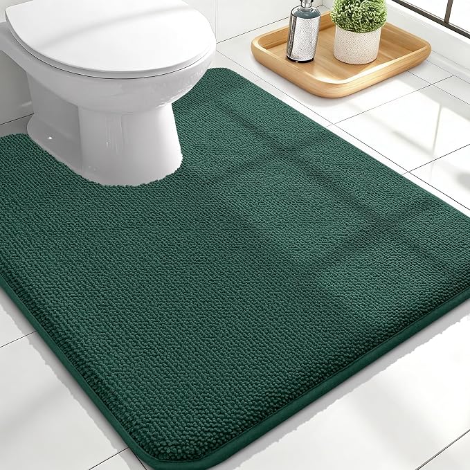 OLANLY Memory Foam Bathroom Rugs 24x20, Absorbent Bath Mat, Blackish Green | Soft Quick Dry Bath Rugs Mats, Non-Slip, Machine Washable Carpet for Bathroom Floor, Tub and Shower, Home Decor Accessories