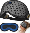 MUSICOZY Bluetooth Sleep Mask, Cooling Weighted Eye Mask with Bluetooth Headphones for Side Sleepers, 3D Contoured Relaxing No Pressure Eye Cover to Block Light for Night Sleeping(Grid Black)