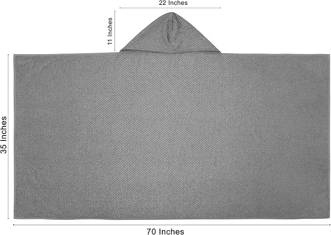 COTTON CRAFT Hooded Bath Towel for Adults – 100% Cotton Waffle Weave Towel | Oversized 35 x 70 inches Ringspun Terry Bath Sheet Wrap with a hood - Soft Super Absorbent Quick Dry – 450 GSM – Grey