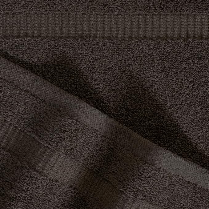SALBAKOS 12-Piece 100% Turkish Cotton Washcloths and Face Towels, Chocolate | 13x13 in Standard Size Small Towel, Multi-use Bathroom & Kitchen, Thick Super Soft Absorbent Durable, Oeko-Tex Made in Turkey