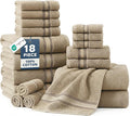 LANE LINEN Towel Set for Bathroom – 18-Pack 100% Cotton Towel, Zero Twist, Includes 6 Bath, 6 Hand & 6 Washcloth, Suitable for All Body Types, Soft & Quick Dry, Ideal for Airbnb & Spa - Tapue