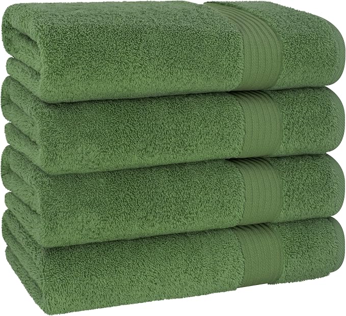 Cotton Paradise Turkish Towel Set, Soft Absorbent Quick Dry, 4 Piece Bath Towel Set, Sage Green