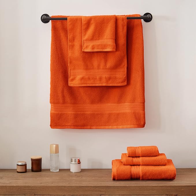 COZYART Luxury Bath Towel Set 6 Pcs, Burnt Orange 100% Turkish Cotton | OEKO-Tex 100 Certified Zero Twist Ring Spun, 650GSM, Soft Absorbent Quick Dry, Plush, Breathable Hotel Quality for Daily Use