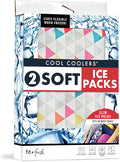 Fit & Fresh Cool Coolers 2 Pack Soft Ice for Lunch Bags, Flexible Stretch Nylon, Durable, Reusable Lunch Box Ice Packs, Soft Ice, Reusable Freezer Packs, Lunch Ice, Easy to Clean, Multi-Colored
