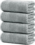 Tens Towels 4 Piece Extra Large Bath Towels 30 x 60 Inches, Cool Grey | 100% Cotton, Larger & Lighter Weight, Quicker to Dry, Super Soft and Absorbent, Perfect for Bathroom