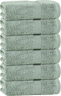 White Classic Green Hand Towels for Bathroom [6 Pack] Cotton Hand Towel Bulk for Gym, Kitchen and Spa, 16x27 Inches Soft Highly Absorbent Quick Dry Terry Salon Towels