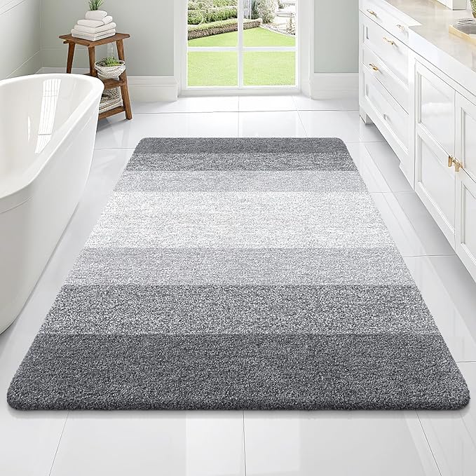 OLANLY Large Bathroom Rugs Mat 70x46, Extra Soft Absorbent Microfiber Bath Rugs, Rubber Backing, Quick Dry, Machine Washable Bath Mats for Bathroom Floor, Tub and Shower, Home Decor Accessories, Grey