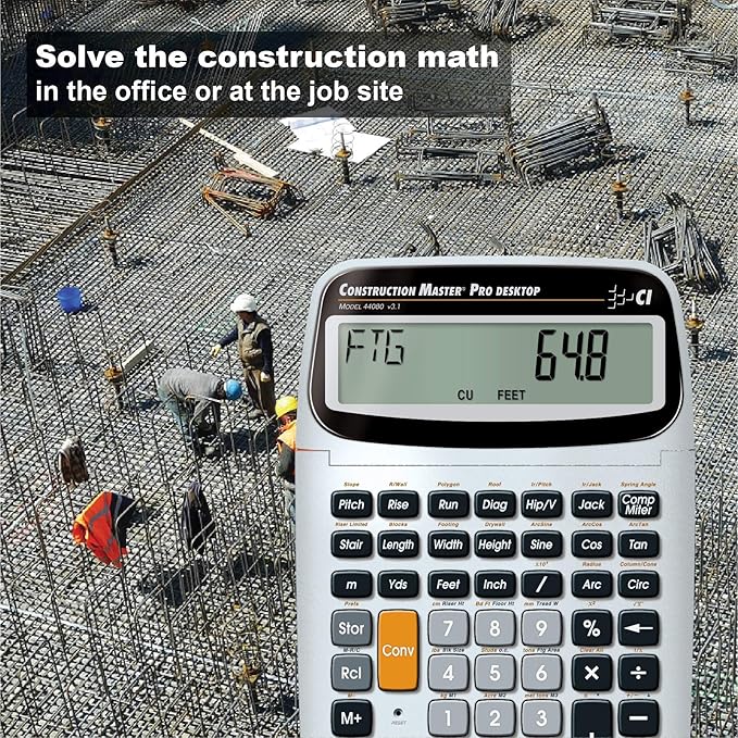 Calculated Industries 44080 Construction Master Pro-Desktop Advanced Construction Math Feet-Inch-Fraction Calculator with Trig Tool for Architects, Estimators, Contractors, Builders and Remodelers | Advanced Construction Math, Feet-Inch-Fraction, Trig ...