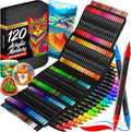 ARTISTRO Acrylic Paint Pens With Storage Bag for Calligraphy - Markers With Brush and Fine Precision Tips - Multisurface Painting for Fabric, Rock, Glass, and More (120 Markers, Dual Tip Brush + Fine)