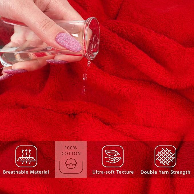 Cotton Paradise 100% Cotton Turkish Towel Set, Soft Absorbent Quick Dry, 2 Piece 35x70 Bath Sheet Set, Red