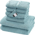 SEMAXE Bath Towel Set, 8 Piece Towel Set for Bathroom, Quick Dry Cotton Towels with Hanging Loops, Easy Care, Blue
