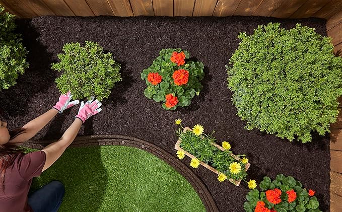 Premium Shredded Rubber Mulch for Gardens, Lawns, and Landscaping | Long Lasting Color | Looks Like Natural Wood Mulch (1.5 CU. FT. - 27 LBS, Brown)