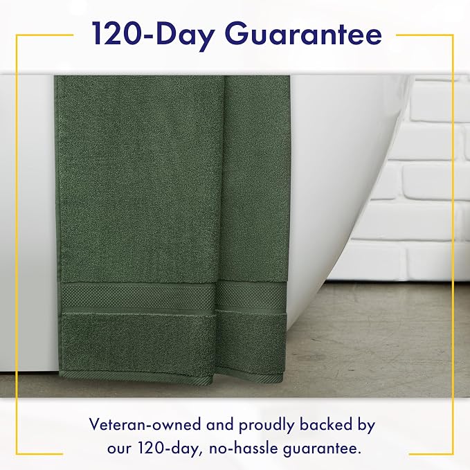 Alusa Home 100% Organic Zero-Twist Cotton Towels - GOTS Certified Luxury Bath Towels - Ultra Soft & Plush 700GSM Long-Staple Cotton - 6 Piece Towel Set (Hunter Green)