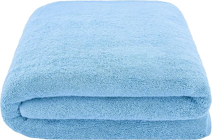 Cotton Paradise 100% Cotton Turkish Towel, Soft Absorbent Quick Dry, 40x80 Oversized Bath Sheet Towel, Sky Blue
