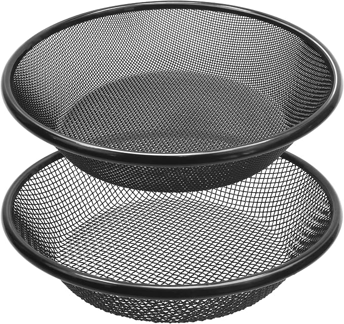 2Pcs 11.8" W Soil Sifter for Gardening, 2, 4mm Grid Rock Sifter for 5 Gallon Bucket, Stainless Steel Fine Dirt Sifter, Compost Sifter for Capturing Dirt, Sand, Rocks, and Filtering Compost (Black)