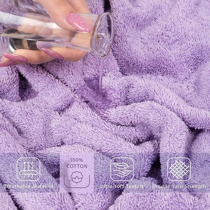Cotton Paradise 100% Cotton Turkish Towel Set, Soft Absorbent Quick Dry, 2 Piece 35x70 Bath Sheet Set, Lilac