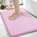 OLANLY Thick Memory Foam Small Bathroom Rug 24x16, Absorbent Bath Mat, Pink | Soft Quick Dry Bath Mat Rugs, Non-Slip, Machine Washable Mat for Bathroom Floor, Tub and Shower, Home Decor Accessories