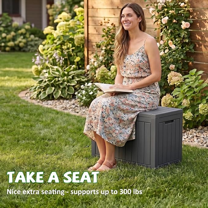 DRATO 55 Gallon Outdoor Storage Box Waterproof, Lockable Resin Deck Boxes | Weatherproof Patio Furniture, UV-Resistant Pool Supplies & Garden Tools, Backyard, Porch, Easy Asembly, 300lbs, Black