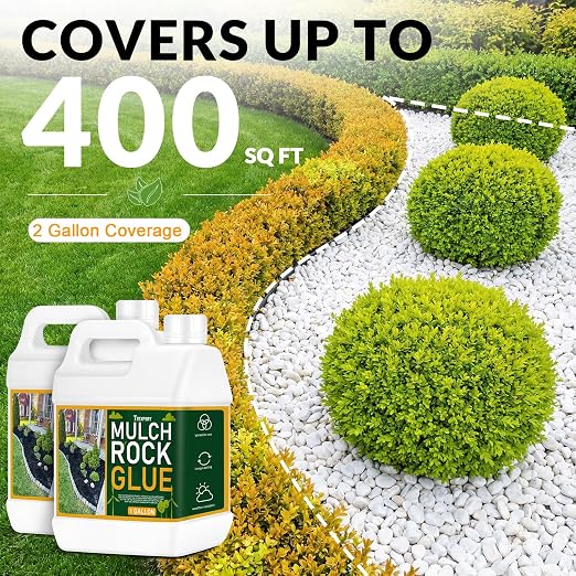 Teexpert Mulch and Rock Glue for Landscaping, 2 Gallon Concentrate Landscape Glue for Rubber Mulch, Wood Chips, Pea Gravel & Small Rocks, Strong Hold, Dries Clear, Covers up to 400 sq ft
