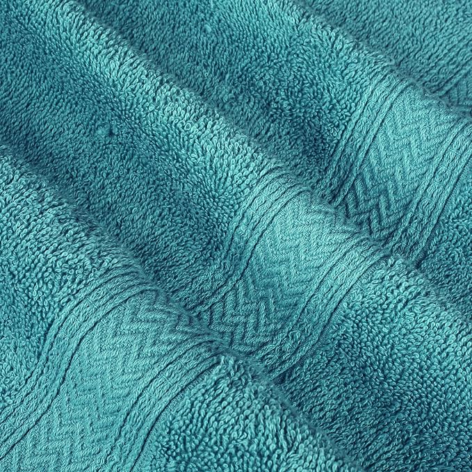 HILLFAIR 24 Piece Bath Towels Set for Bathroom- 100% Cotton 24 PC Bulk Pack Hotel Spa Towel Set- 2 XXL Oversized Big Towels, 4 Bath Towels, 6 Hand Towels, 4 Fingertip Towels, 8 Washcloths: Turquoise