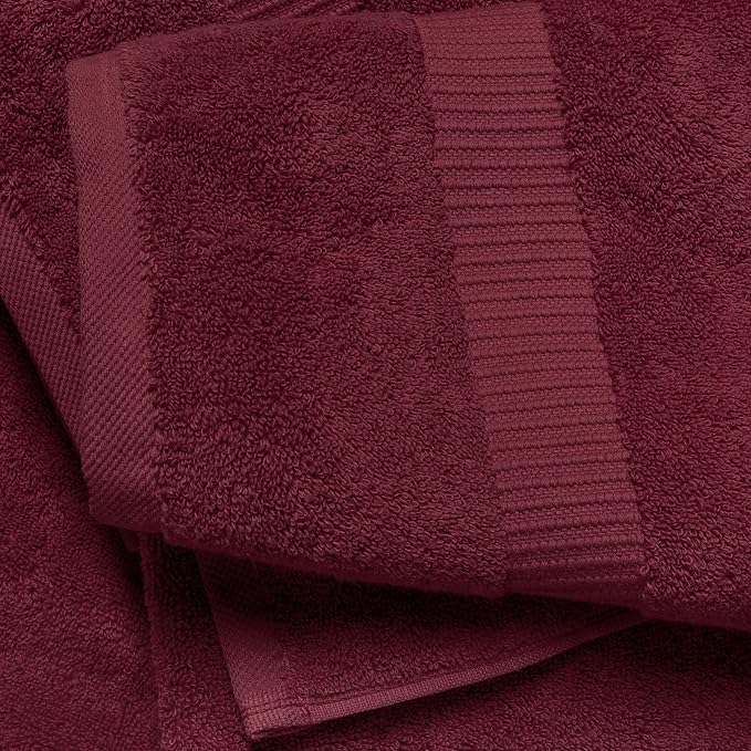 SALBAKOS 4-Piece 100% Turkish Cotton Bath Towels, 27x54 inch, Wine | Standard Size, 630 Gsm Thick Super Soft Highly Absorbent Quick-Dry Bathroom Towel, Premium Hotel & Spa Quality Made in Turkey