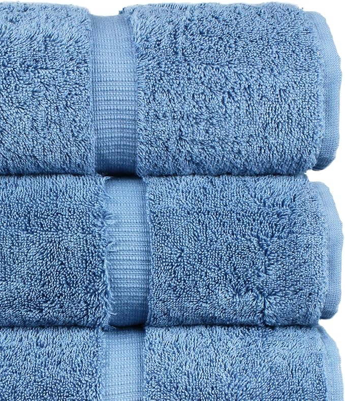 Chakir Turkish Linens 4 Piece Large Bath Towels, 100% Cotton Turkish Towels for Bathroom, Luxury Soft Absorbent Bath Towel Set, 27 x 54 Inches, Wedgewood