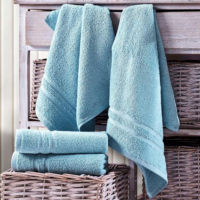 Hawmam Linen Light Blue Hand Towels 4 Pack Turkish Cotton Premium Quality Soft and Absorbent Small Towels for Bathroom