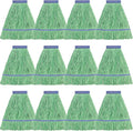 Matthew Cleaning Heavy Duty Mop Head Commercial Replacement for General and Floor Cleaning , Wet Industrial Blue Cotton Looped End String Head Refill (Pack of 12) Green