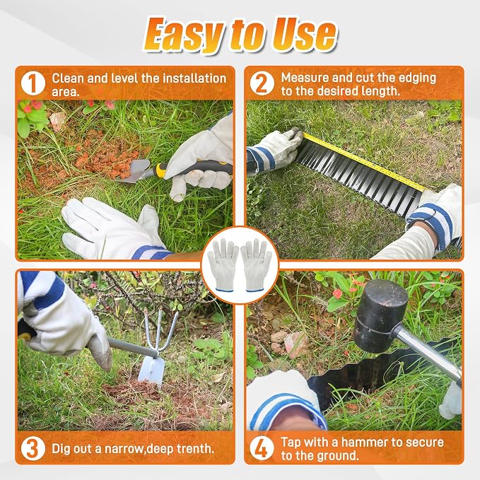 Quibbay Corrugated Metal Garden Edging, 4"×20Ft Landscape Edging Border for Lawn, Flower Bed, Garden Fence, Paver Edging, Metal Garden Edging for DIY Borders and Landscaping, Black