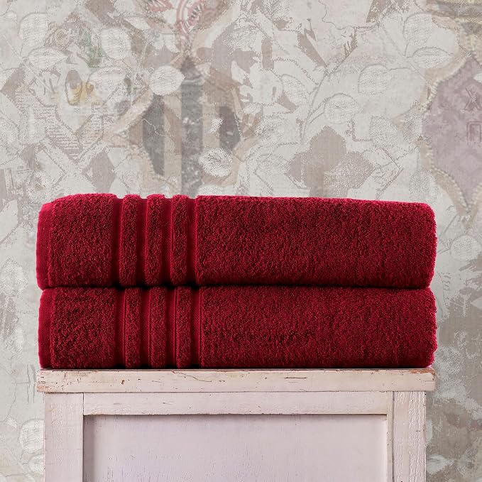 Hawmam Linen Jumbo Large Bath Sheets Towels 2 Pack Soft and Absorbent, Premium Quality 100% Cotton Towels (Red, Bath Sheet)