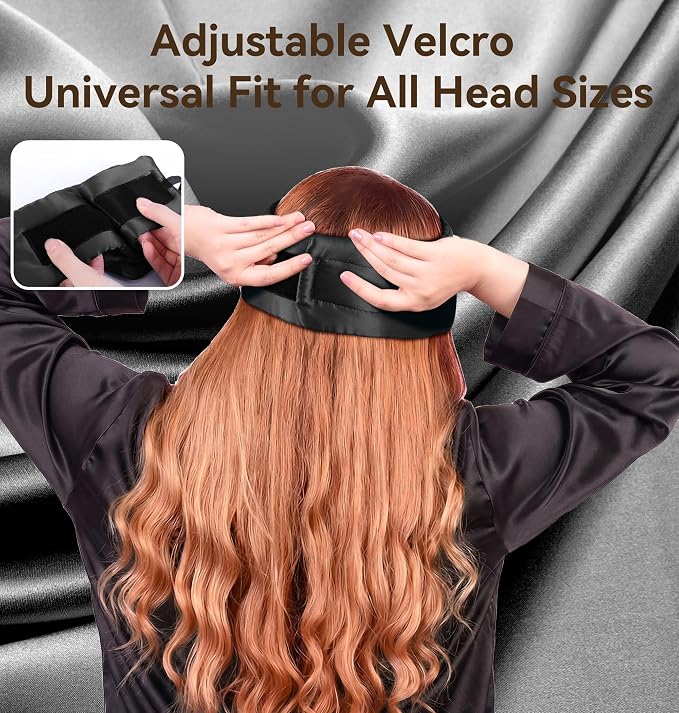 LC-dolida Luxurious Silk Soft Sleep Mask, Sleep Headphones with Bluetooth 5.4 for Side Sleeper, Total Blackout Eye Sleeping Mask for Women and Men, Ideal Gift for Restful Sleep, Travel(Black)