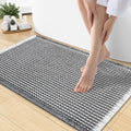 Smiry Waffle Bath Mat 30x18, Extra Soft Absorbent Bathroom Rugs, Non Slip Machine Washable Quick Dry Bath Rugs for Bathroom Floor, Tub, Shower, Home Decor Accessories, Darkgrey & Cream