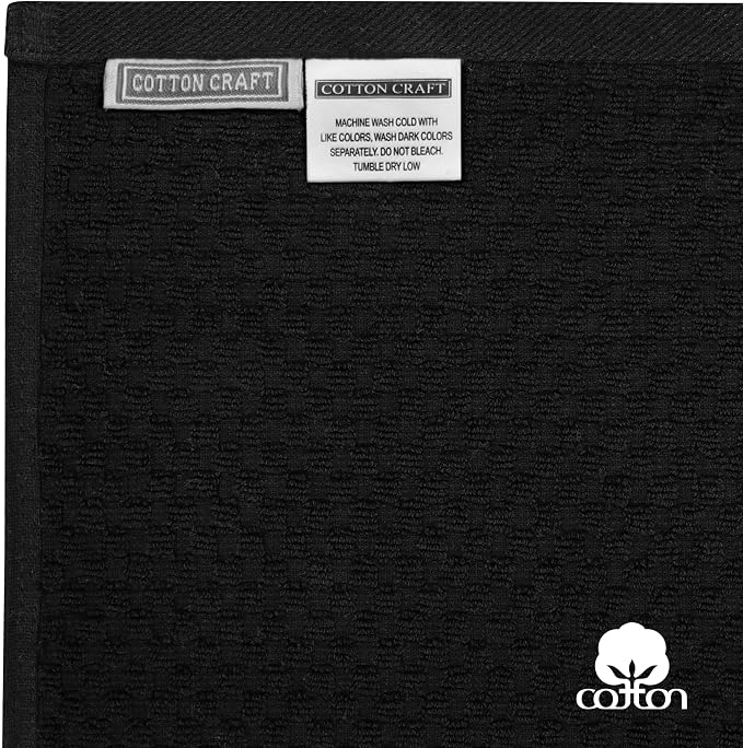 COTTON CRAFT Hooded Bath Towel for Adults – 2 Pack 100% Cotton Bath Sheet | Waffle Weave Oversized 35x70 inch Ringspun Terry Bath Wrap with a hood - Soft Super Absorbent Quick Dry – 450 GSM – Black