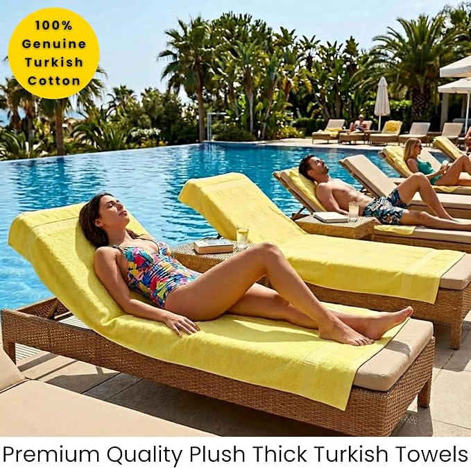 SALBAKOS 2-Piece 100% Turkish Cotton Bath Towels, Extra-Large 35x70 Yellow | Oversized Bath Sheet Towel for Bathroom & Beach, Thick, Super Soft, Highly Absorbent, Premium Hotel Quality, Made in Turkey