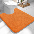 OLANLY Toilet Rugs U-Shaped 24x24, Extra Soft Absorbent Chenille Contour Bathroom Rugs for Toilet, Dry Quickly, Machine Washable, Non-Slip Bath Mat, Orange