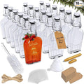 Nevlers 8.5 Oz Flask Flip Top Glass Bottle 18 PK | Limoncello Bottles with Stoppers, Shrink Wrap, Tags, Funnel, Marker & Brush| Swing Top Glass Bottles for Vanilla Extract | Hip Flask for Men & Women