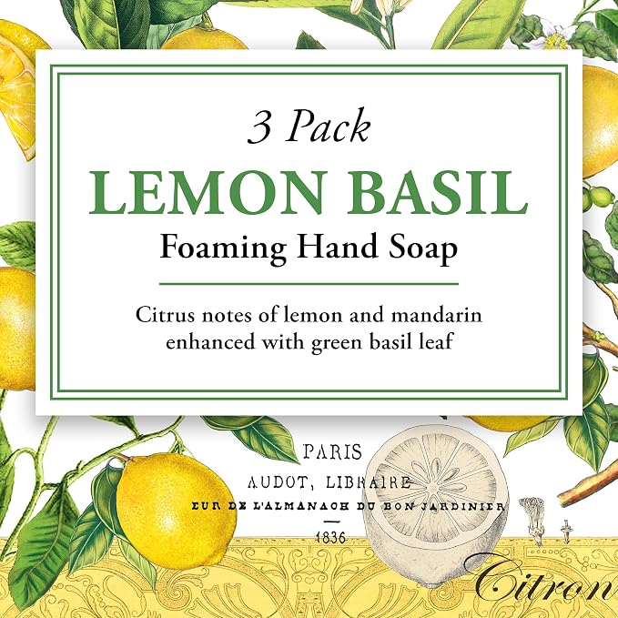 Michel Design Works Foaming Hand Soap, Lemon Basil, 3-Pack, 17.8 Fl oz Each