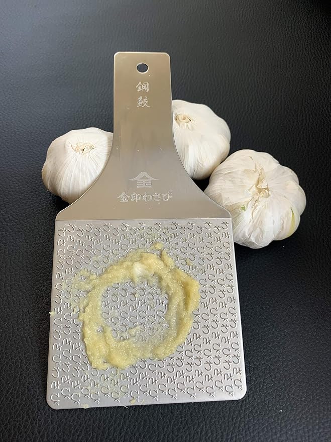 Sustainable Stainless Steel Wasabi Grater - Hagane Zame REGULAR - Grate Wasabi, Garlic, Ginger, Apples, Fruits, Vegetables, Creamy Texture/Kinjirushi Wasabi (Reguar, 6.8 inch x 3.3 inch)