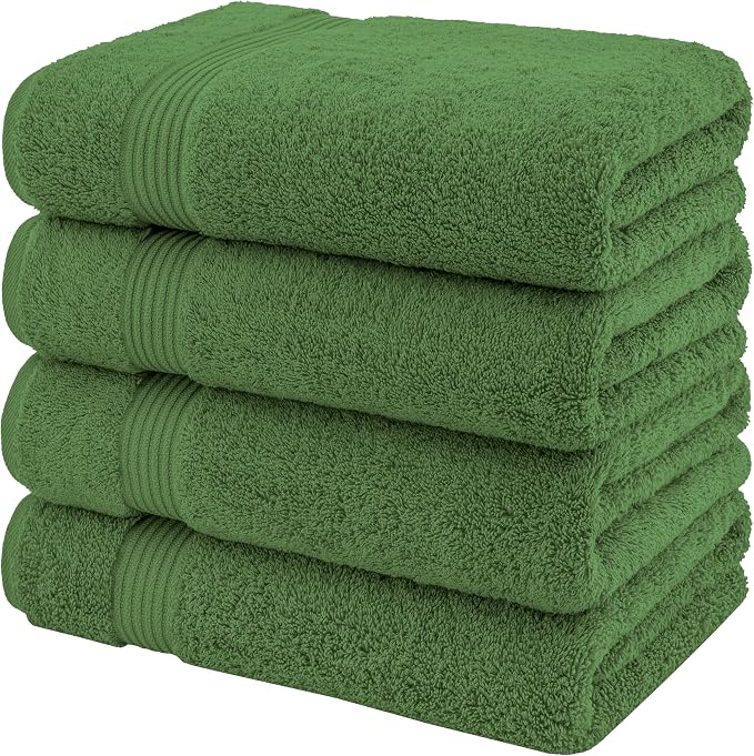 American Veteran Towel, 100% Cotton Turkish Bath Towels for Bathroom 4 Pack, 27x54 Extra Large Premium Soft Drying Bathroom Towels, Sage Green