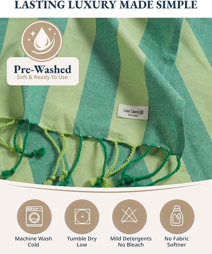 LANE LINEN Beach Towels 4 Pack, Oversized, 39"x71", Quick Dry - Color Rush | Classic Cabana Stripe - Machine Washable, Tumble Dry Low - Fast-Drying Travel Companion - Reinforced Hems, No Fraying