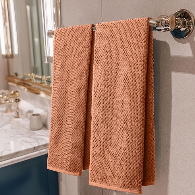 COTTON CRAFT Euro Spa Waffle Weave Bath Towels - Set of 4 Mocha Towels | Pure 100% Ringspun Cotton Oversized Luxurious Towel Set - Soft Plush Super Absorbent Low Lint Quick Dry - 30 x 56 inches