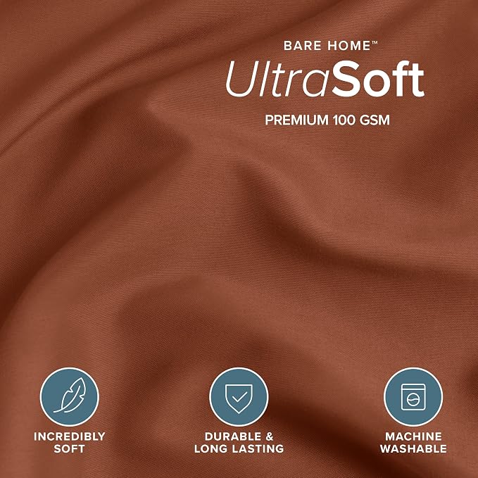 Bare Home Bedding Duvet Cover King Size - Premium 1800 Super Soft Collection - Lightweight, Cooling - Soft Breathable Bedding Duvet Cover (King, Terracotta)