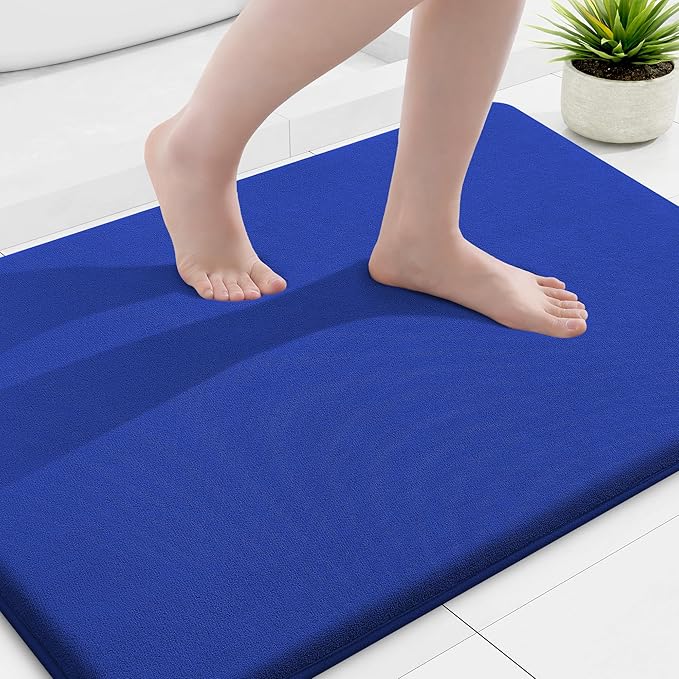 Smiry Memory Foam Bath Mat 36x24, Extra Soft and Absorbent Bathroom Mats, Non Slip Washable Carpet for Floor, Shower and Tub, Royal Blue