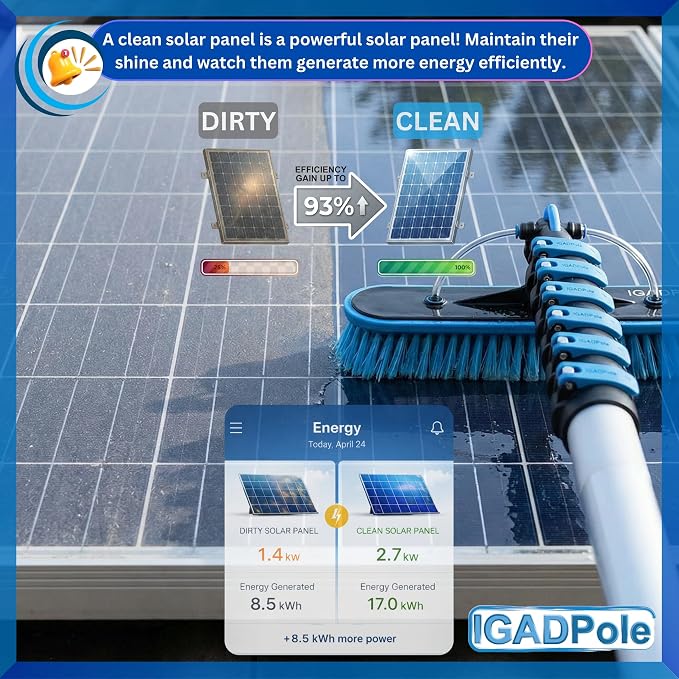 IGADPole 20 FT Water-Fed Washing Kit with Soap-Dispenser, Brush, 10″ Squeegee & Cobweb Duster for Windows, Gutters, Solar Panels & Exterior Walls