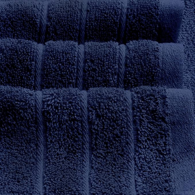 Tens Towels 8 Piece Towel Set, 2 XL Bath, 2 Hand, 4 Washcloth, Navy | 100% Cotton, Lighter Weight, Quicker to Dry, Super Absorbent, Perfect for Bathroom