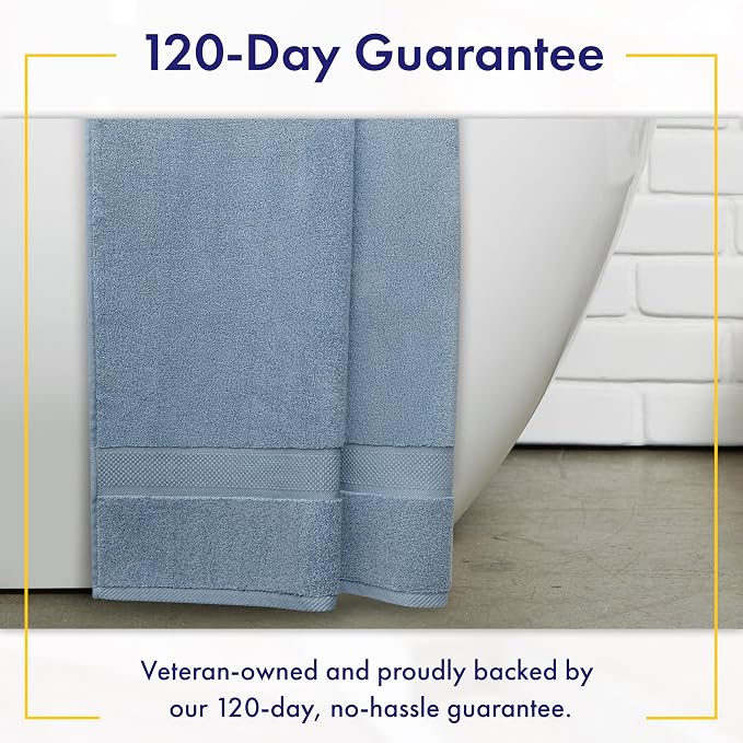 Alusa Home 100% Organic Zero-Twist Cotton Towels - GOTS Certified Luxury Bath Towels - Ultra Soft & Plush 700GSM Long-Staple Cotton - 6 Piece Towel Set (Chambray)